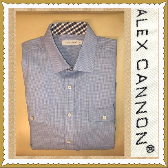 Alex Cannon Shirts | Alex Cannon Dress Shirt | Color: Blue/White | Size: L | Eojo's Closet